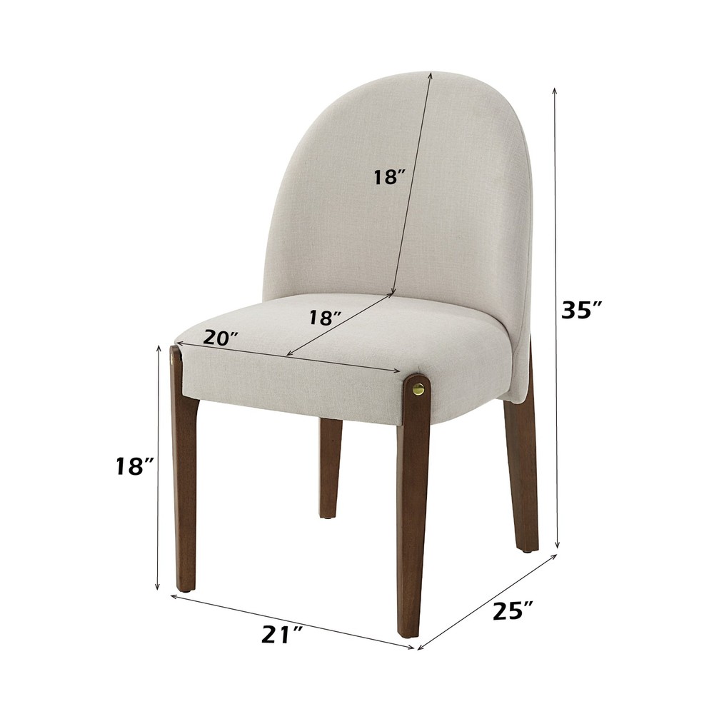 Gamarya White Fabric & Oak Finish Side Chair