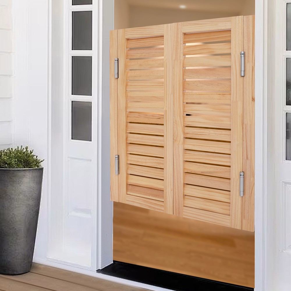 2pcs Wood Color Partition Doors, Wall Mounted Solid Wood Partition Doors