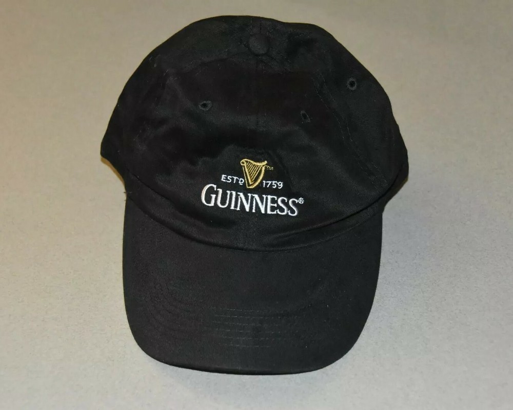 Promo Guinness Logo Baseball Dad Hat Cap Adjustable Hook Loop Beer Irish Black