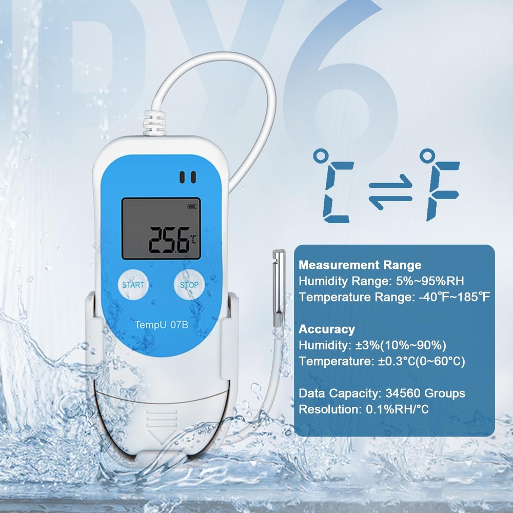 Temperature Humidity Data Logger with Probe,Digital Humidity Logger USB Temp ...