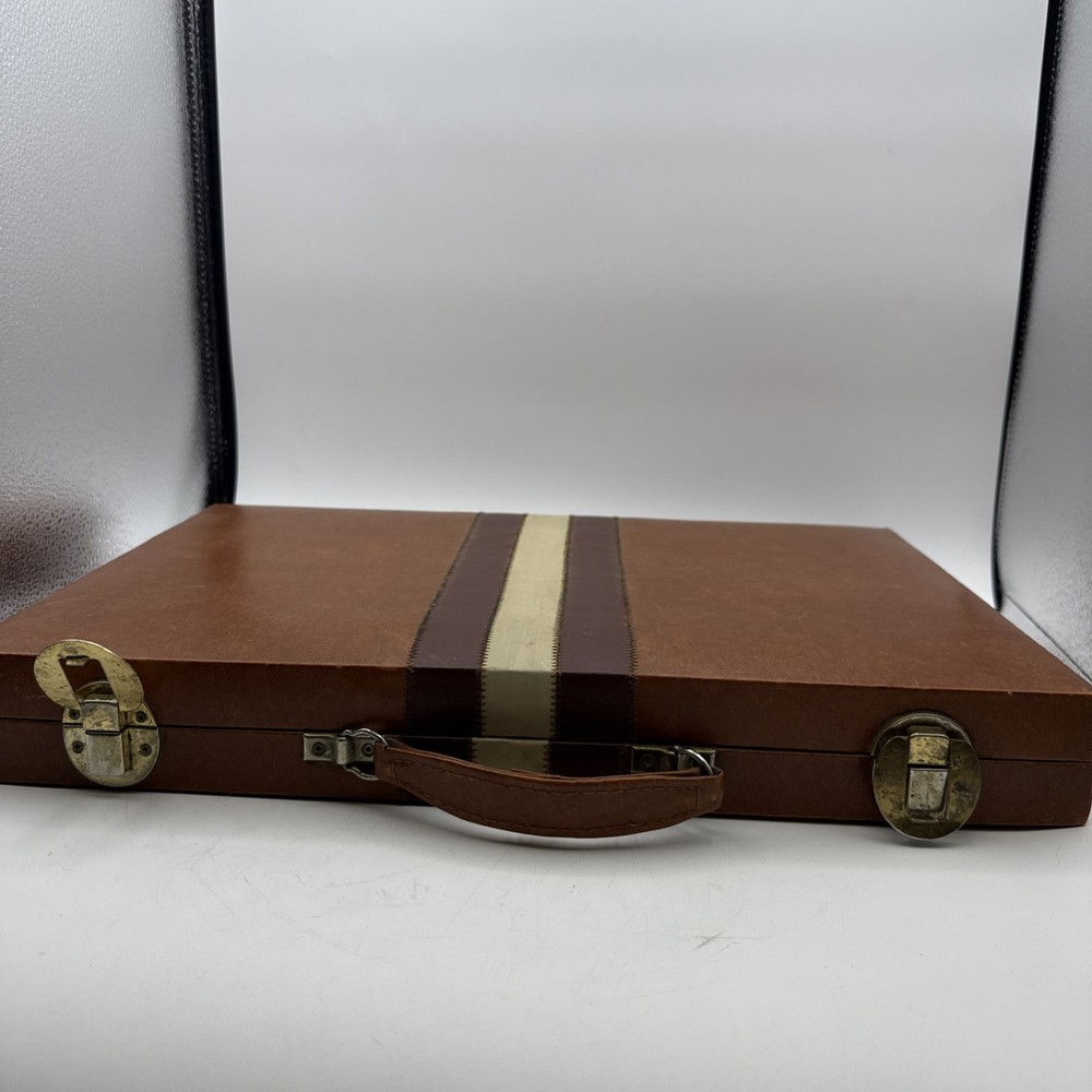 Cardinal Backgammon Game In Carry Case Leather Vintage
