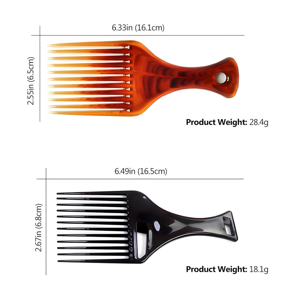 4-Pack Plastic Wide-Tooth Afro Lift Combs for Styling, Detangling, Adding Volume