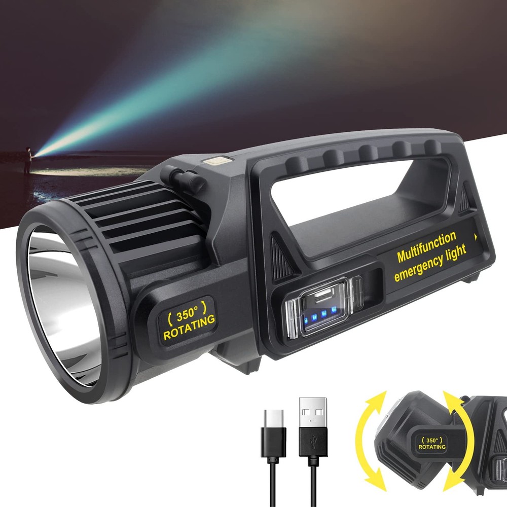 Spotlight 3000000 Lumens, 9 Modes Rechargeable Spotlight Flashlight with 350°...