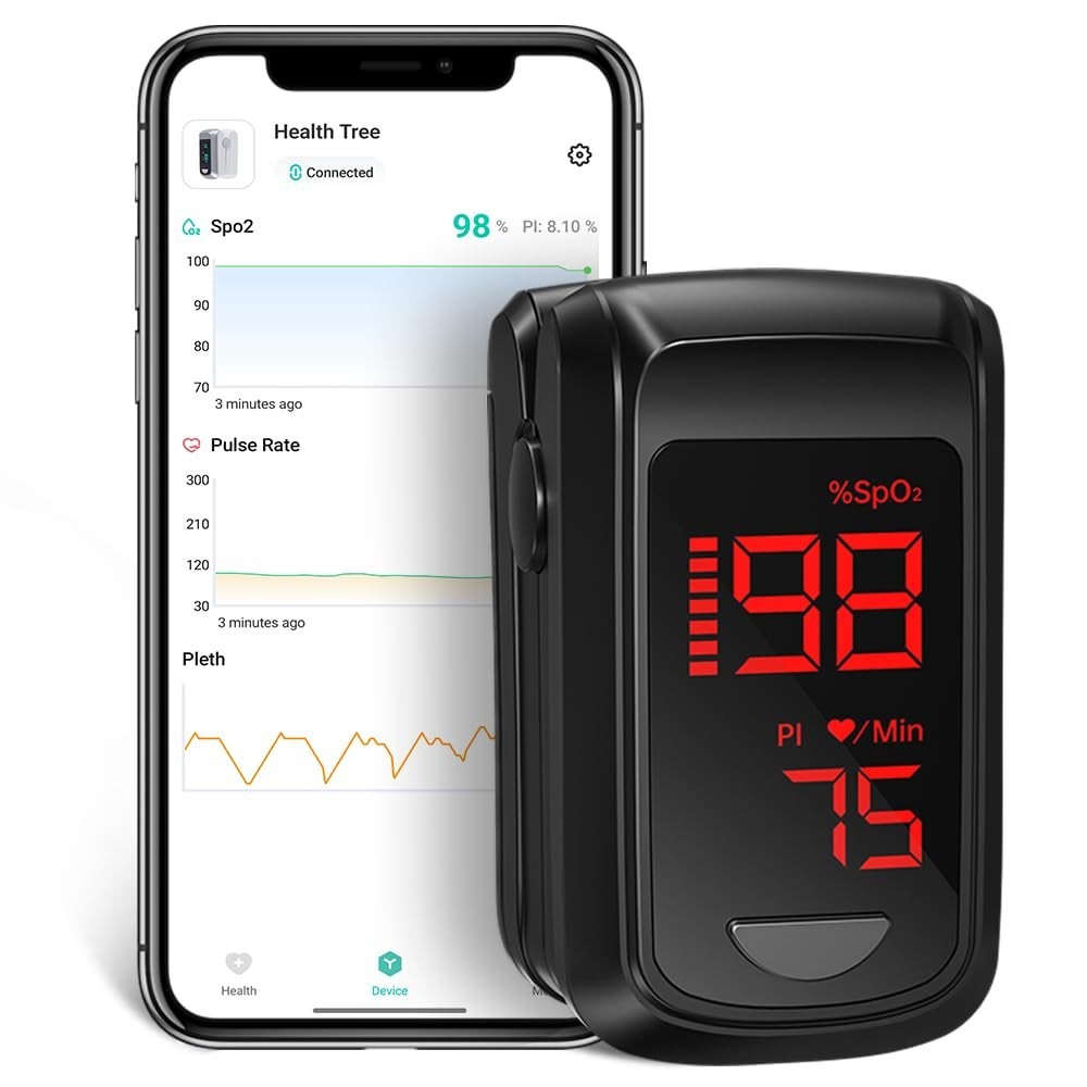 Sport-Ready Bluetooth Pulse Oximeter with Real-time Data & App Compatibility