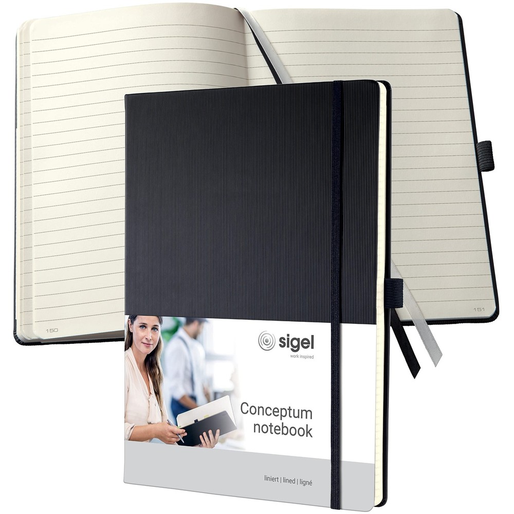 SIGEL CO112 Premium Notebook lined, A4, hardcover, Black - Conceptum