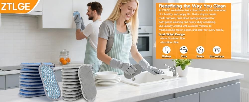 Multi-pose Scrub Spons Kitchen – Dish Spon, -Sided Non-Scratch