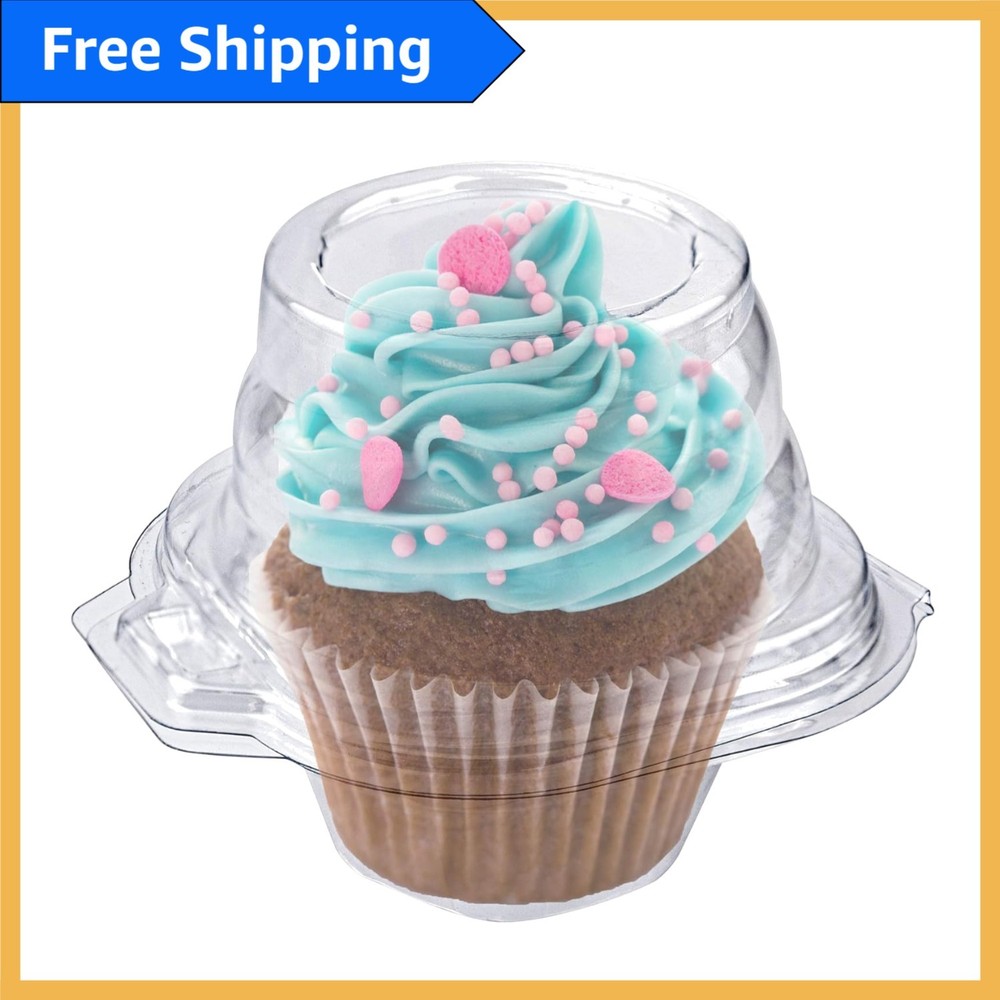 Elegant 50-Pack BPA-Free Cupcake Containers with Airtight Lid - Stackable Design