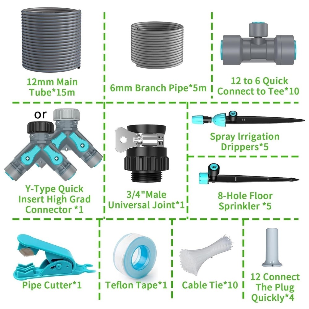 Drip Irrigation Kit,Automatic Garden Watering System with New Quick Connectors