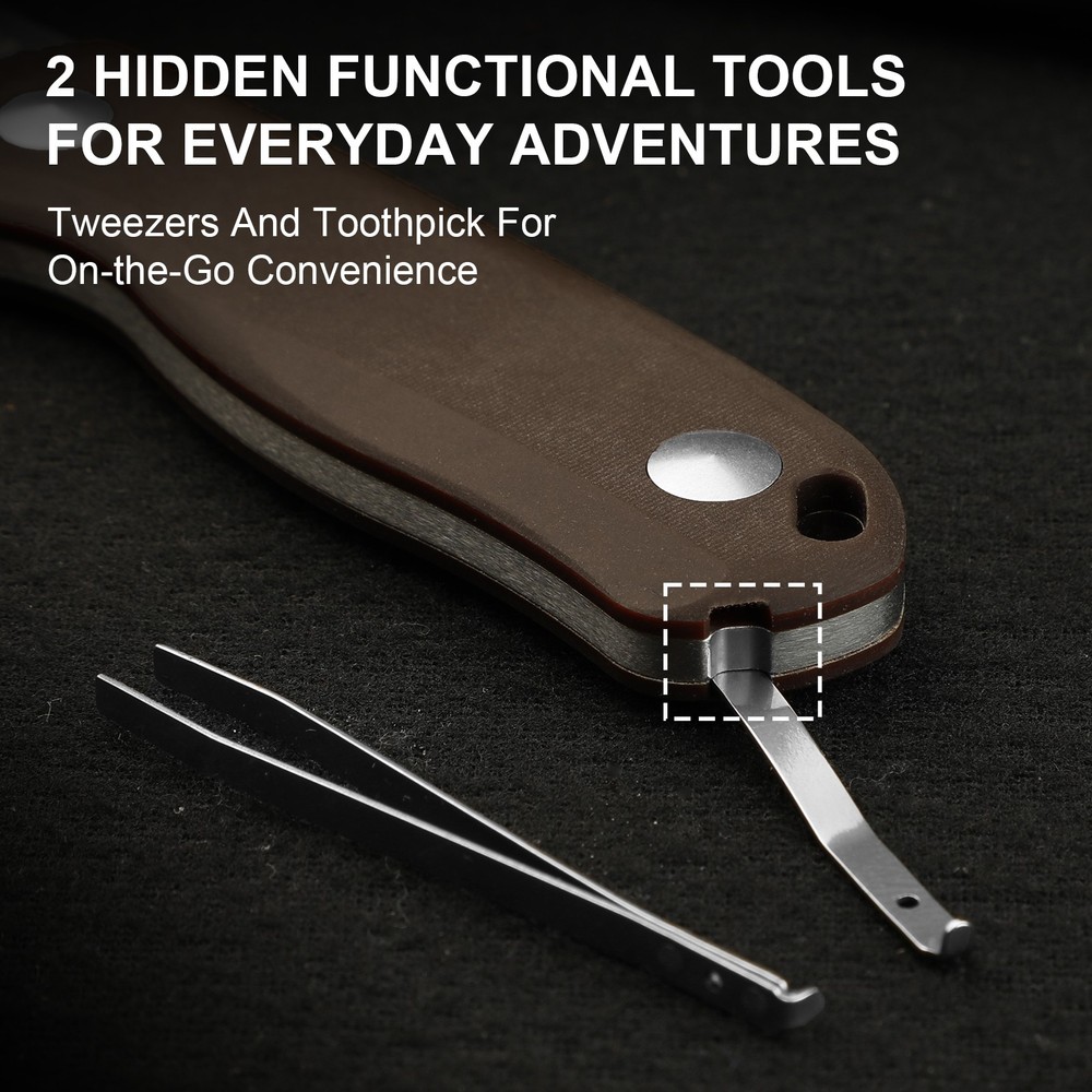 Kizer Drop Bear Fix Drop Point Fixed Knife 14C28N Blade Micarta Handle + Sheath