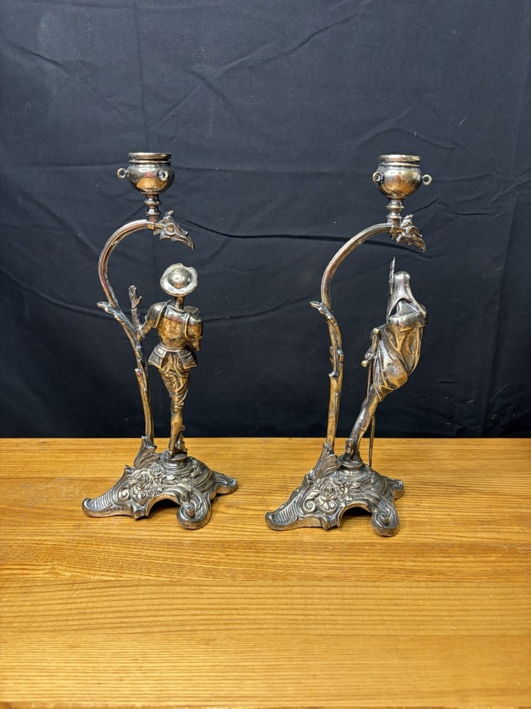 Antique Fraget Silver Plated Candlesticks