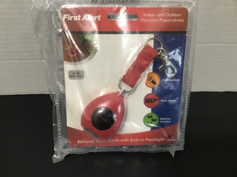 First Alert Personal Panic Alarm With Built In Flashlight (SFA100) Red New