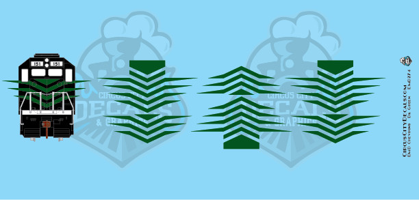 EMD Chevrons GP SD Dk Green Style 7 HO Scale Decals