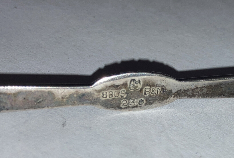 Rare Nice Vintage Denmark 830s Silver Eiler & Marloe brooch bar pin E&M
