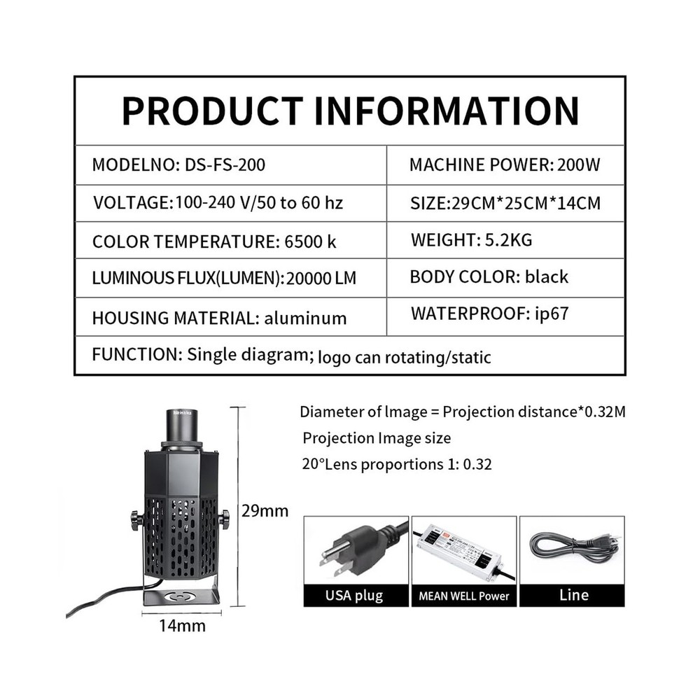 200W LED Logo GOBO Projector Ip67 Waterproof DJ Effect Light Including Free C...