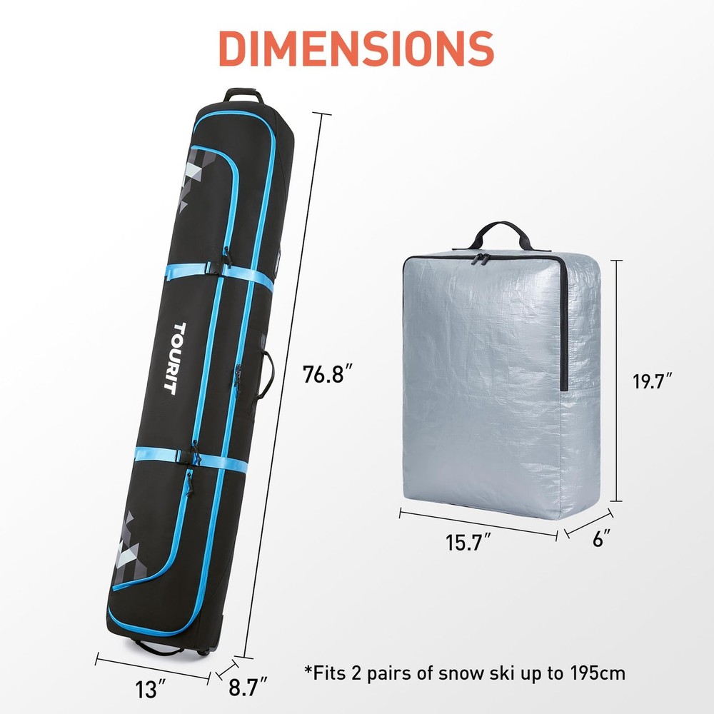 TOURIT Rolling Ski Bag and Boot Combo - Fully one size, Black-3