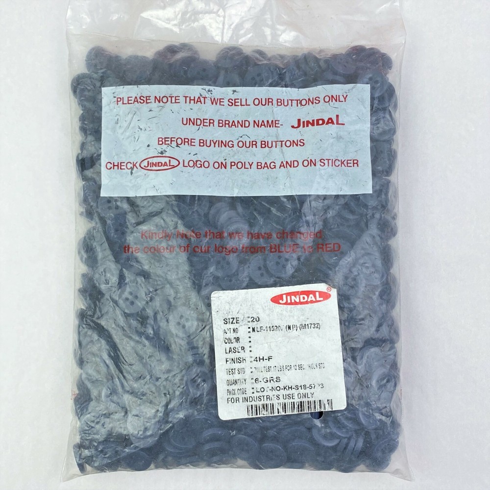 Jindal Button Shell Polyester Navy Blue 4-Hole Flat Buttons Size: 20
