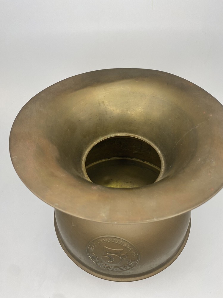 Vintage Solid Brass 5 Cent Cigars Spitoon, ALL FAMOUS HAVANA, Cuspidor