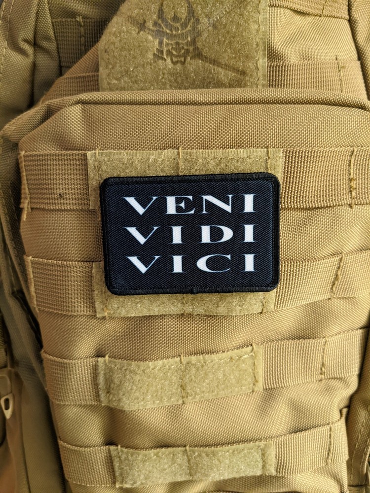 morale patch VENI VIDI VICI Julius Caesar quote 2"x3" hook & loop tactical edc