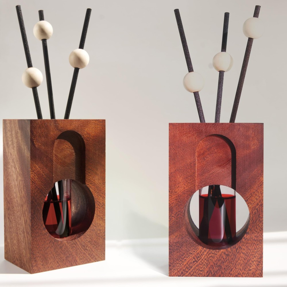 2 Empty Fragrance Wood Glass Diffuser Bottles, Refillable Diffuser Bottles wi...