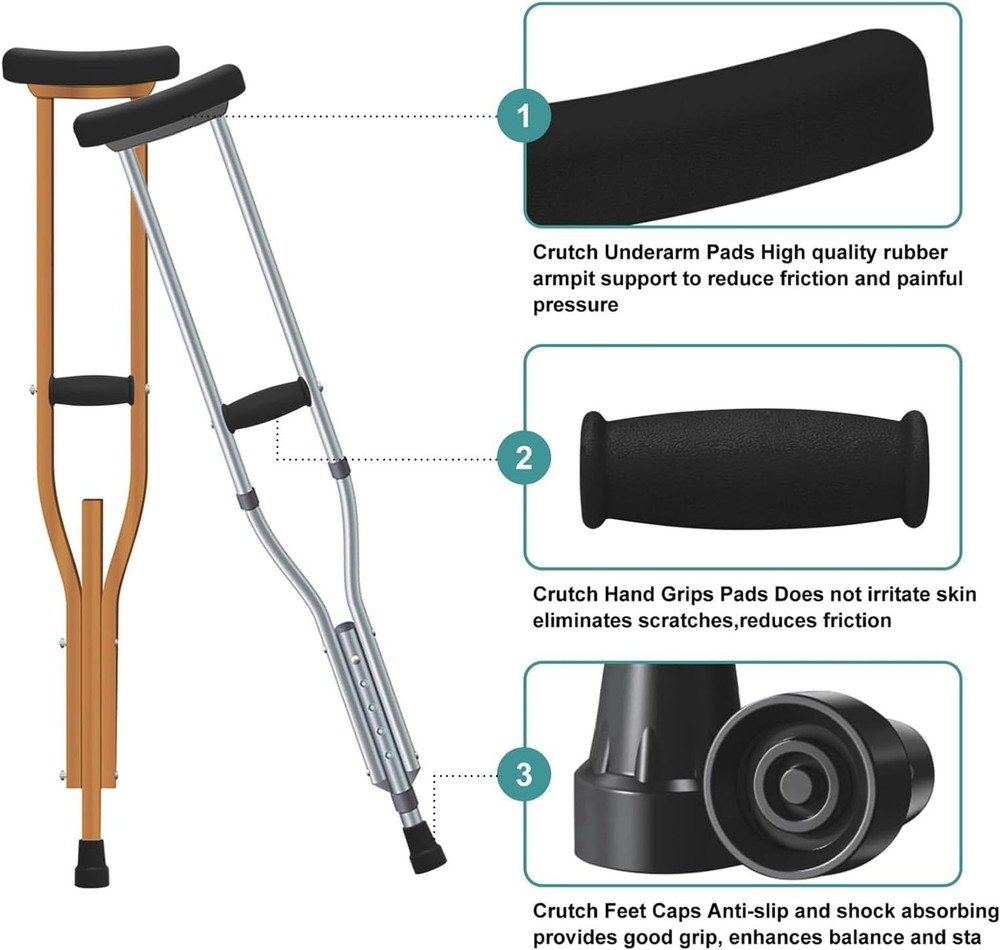Crutch Padding and Crutches Accessories, Comfort Sets-Black