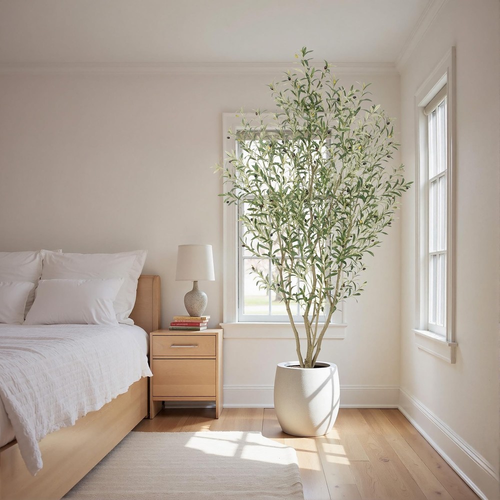 Super Full Faux Olive Tree, 8FT Artificial Olive Tree Indoor, Fake Silk Trees...