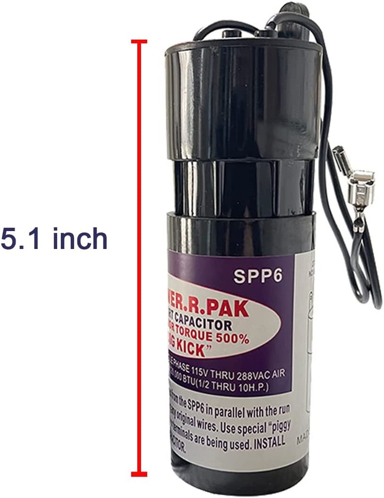 SPP6 Hard Start Kit Capacitor Relay 1/2HP-10HP Increases Torque 500% -2Pack