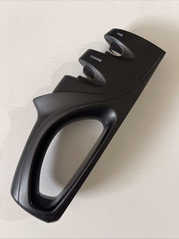 2 Stage Coarse Fine Ceramic Hand Held Knife Black Sharpener