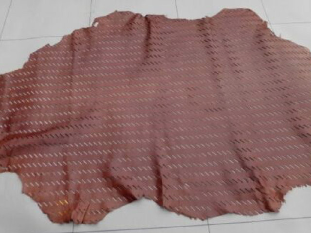 lambskin leather hide Brandy Brown Perforated Slots Pattern butter soft smooth