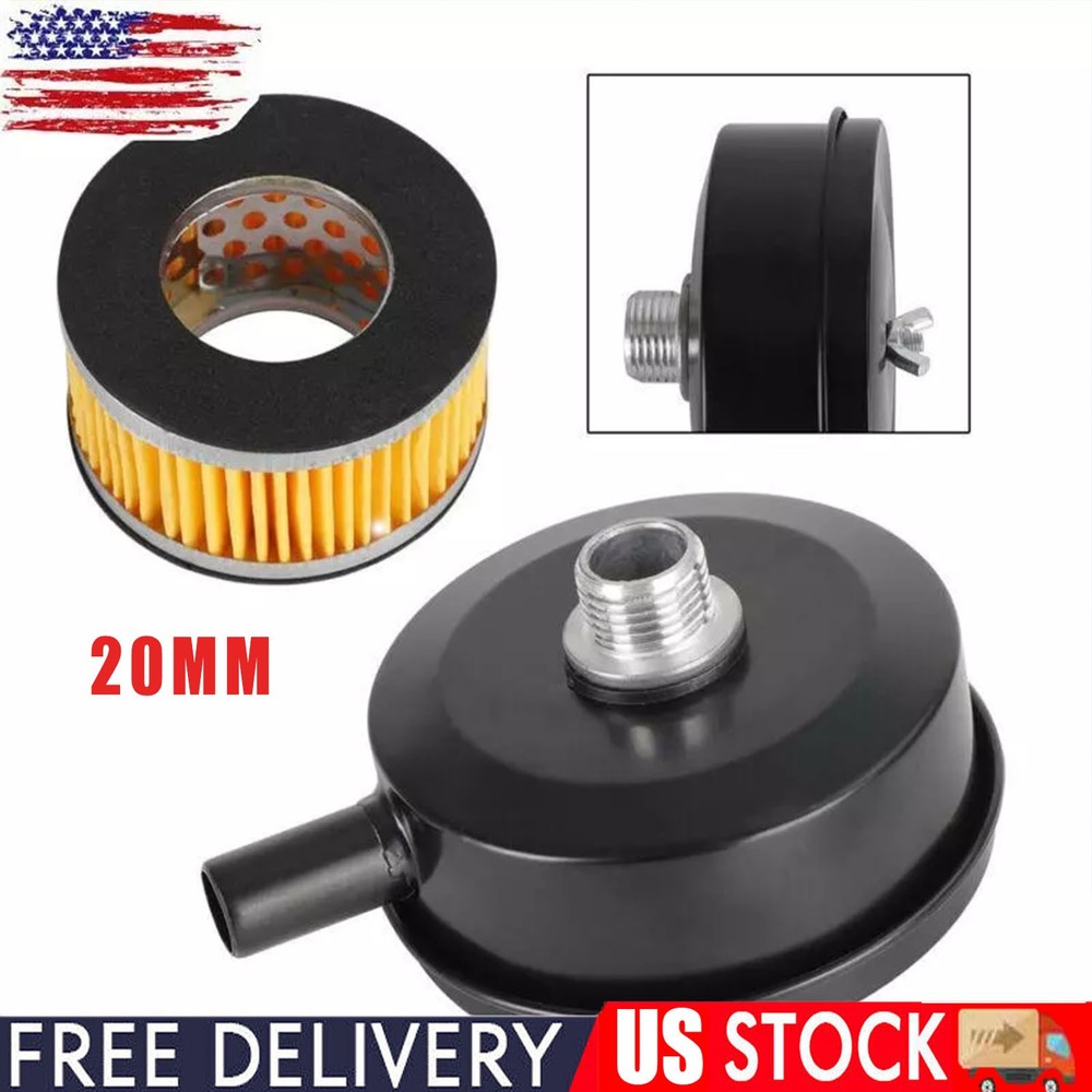 1/2" NPT Air Compressor Intake Filter Silencer Metal Housing and Element