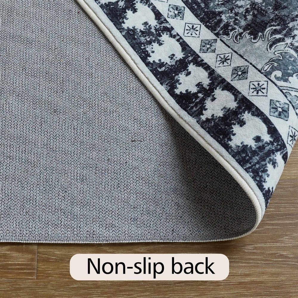 LAISE 8x10 ft Washable Area Rug, 8' x 10' (Rectangular), Black and White