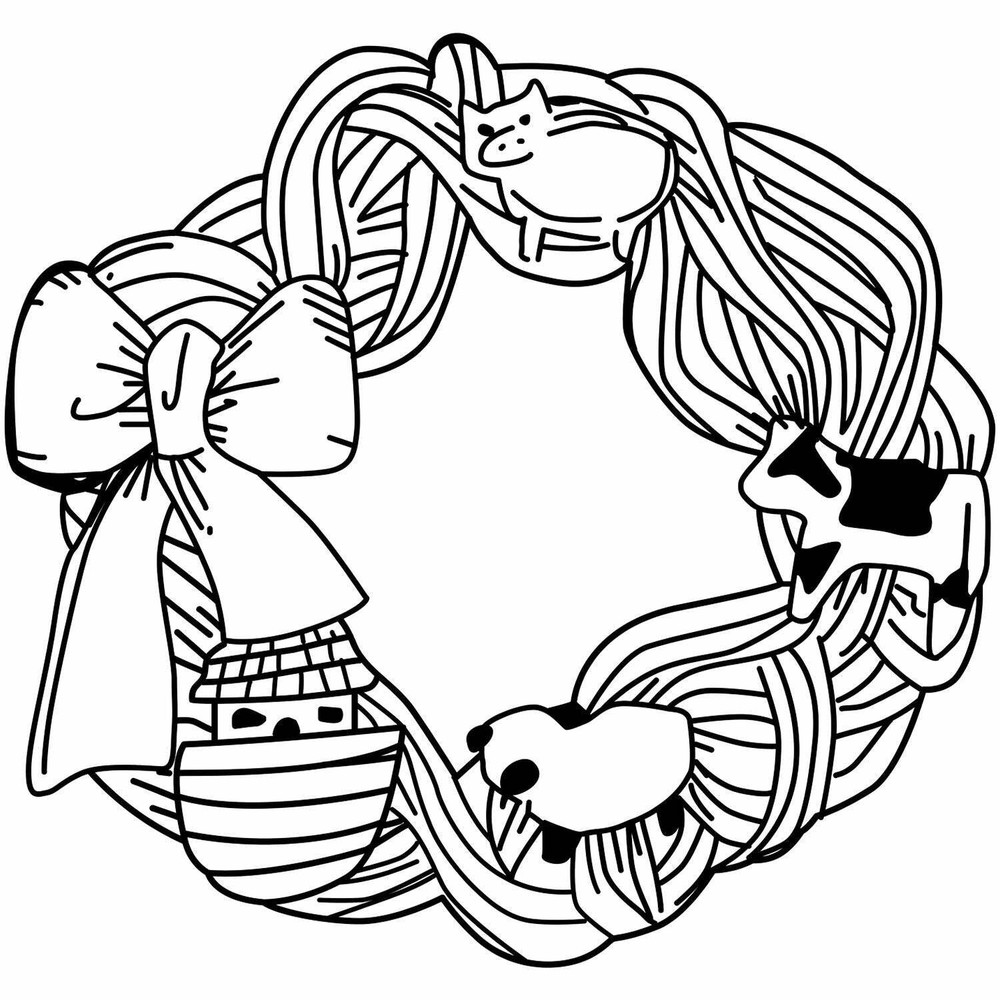 Yarn Wreath Art Rubber Stamp