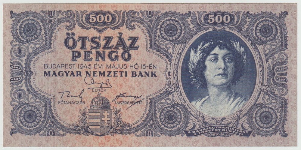 Vintage Hungary 500 Pango Banknotes, year 1945