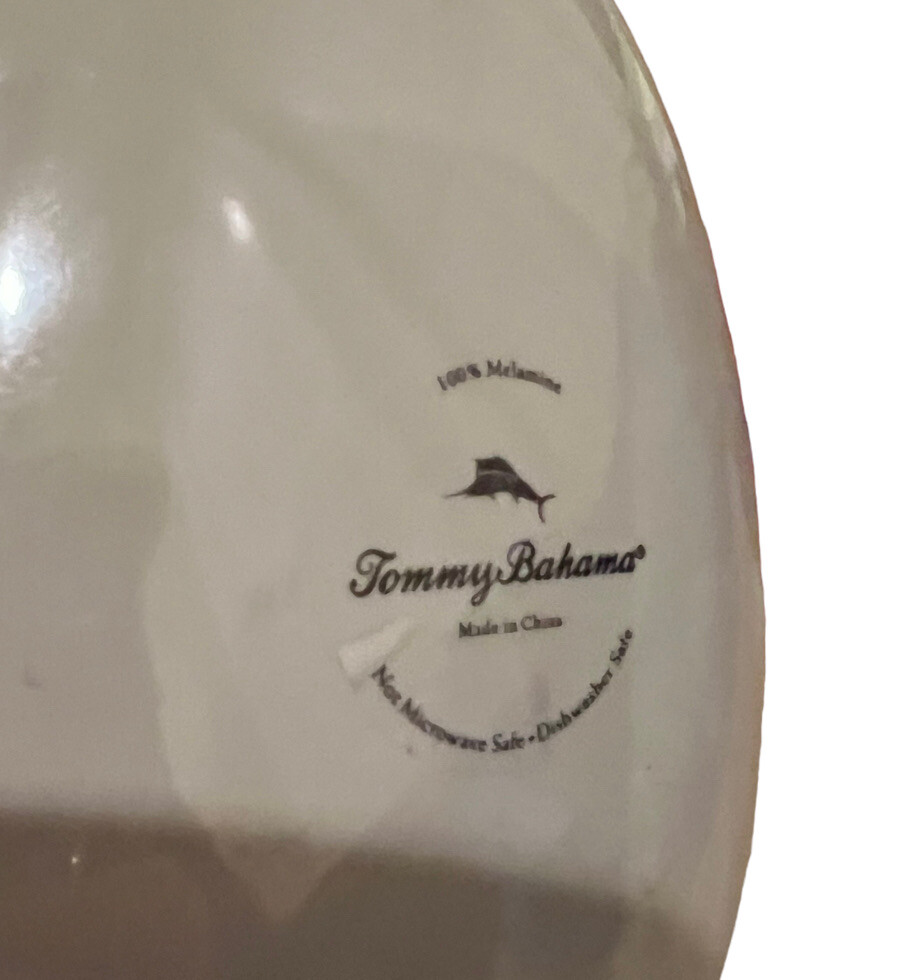 Tommy Bahama Cream Gray Rustic Crackled Salad Server Set Serving Spoon Fork
