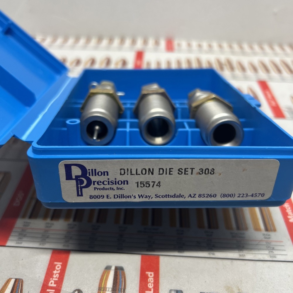 RELOADING TOOLS * THREE DIES SET * DILLON * STEEL * 308 WIN  * 15574
