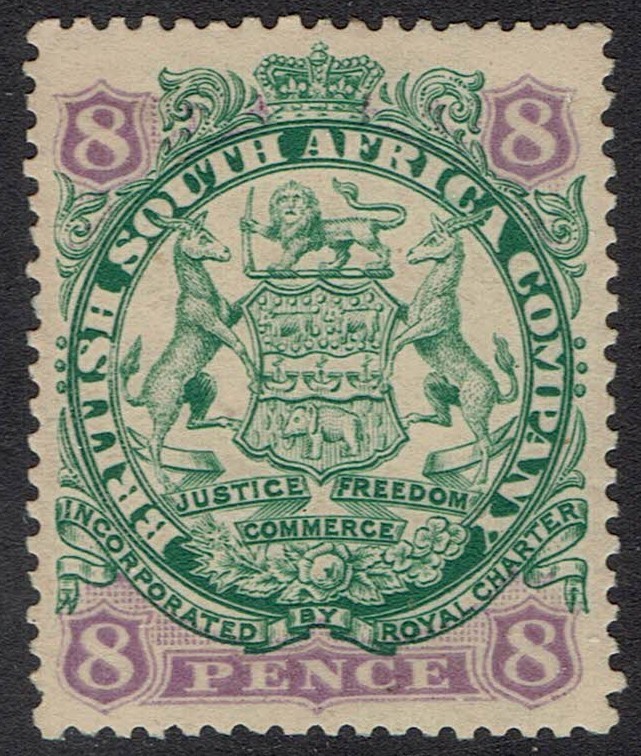 RHODESIA 1896 LARGE ARMS 8D