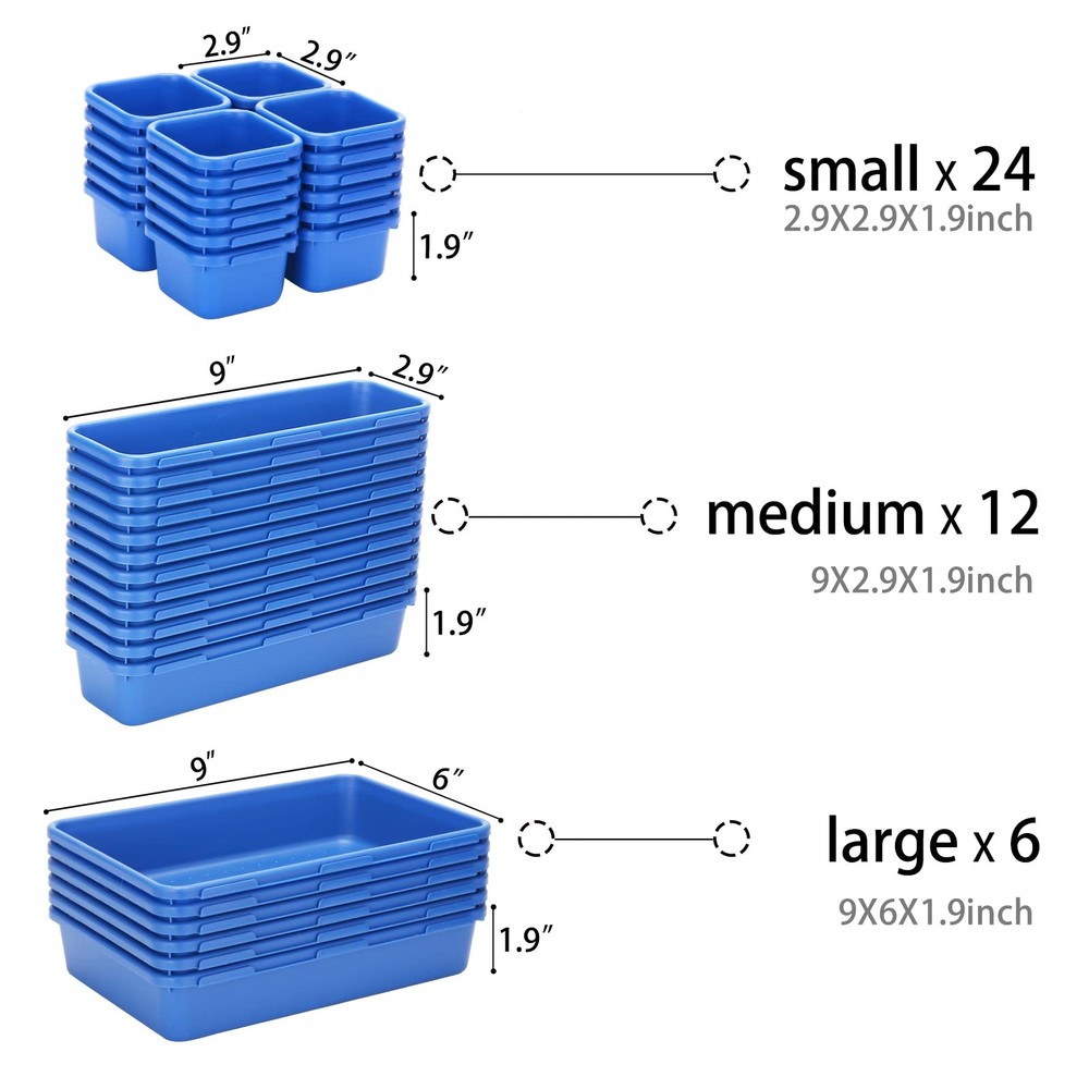 KeFanta 42 Pack Tool Box Organizer Tray Dividers, Rolling Blue
