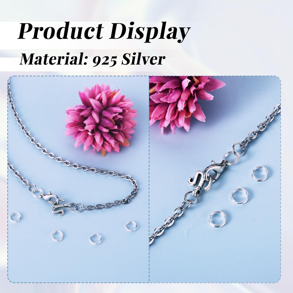 simarro 8 Pcs 925 Sterling Silver Split Jump Ring, 6mm Double Ring