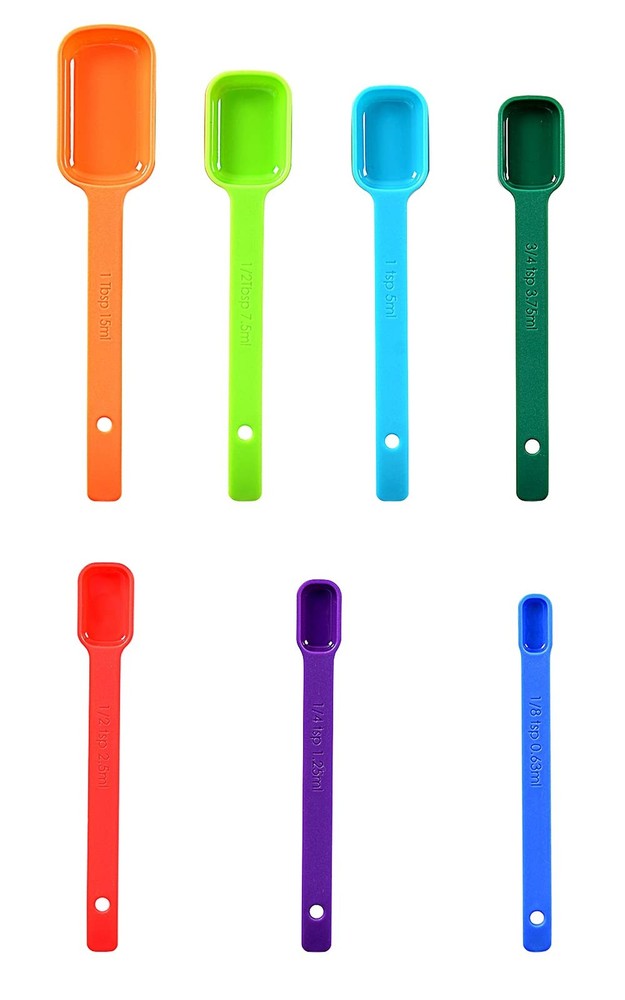 Plastic Measuring Spoons 8-Piece,Assorted Colors 8 Spoons