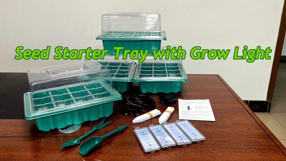 48-Cell Seed Starter Kit with Grow Light, Humidity Domes & Timer, Adjustable Bri