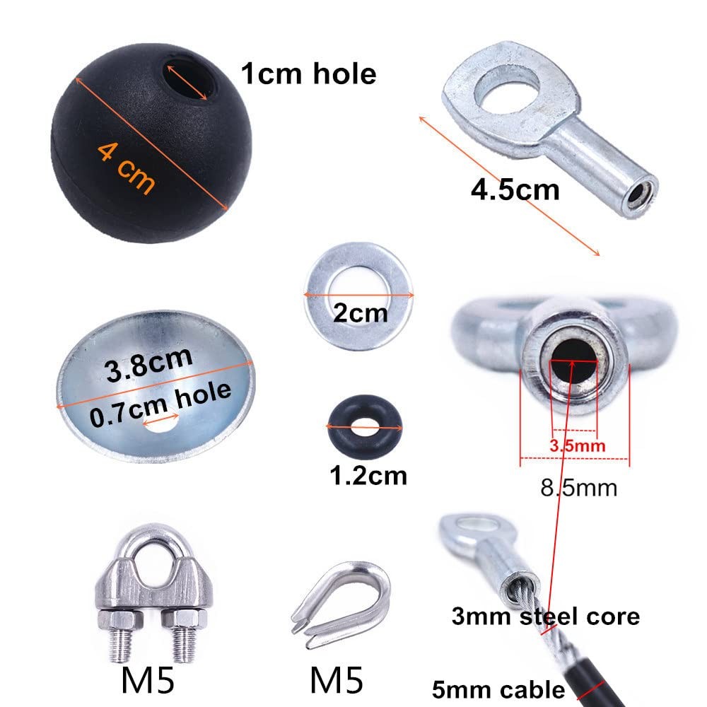 Gym Machine Accessories for 5mm cable, 17pcs set (for M5 cable)