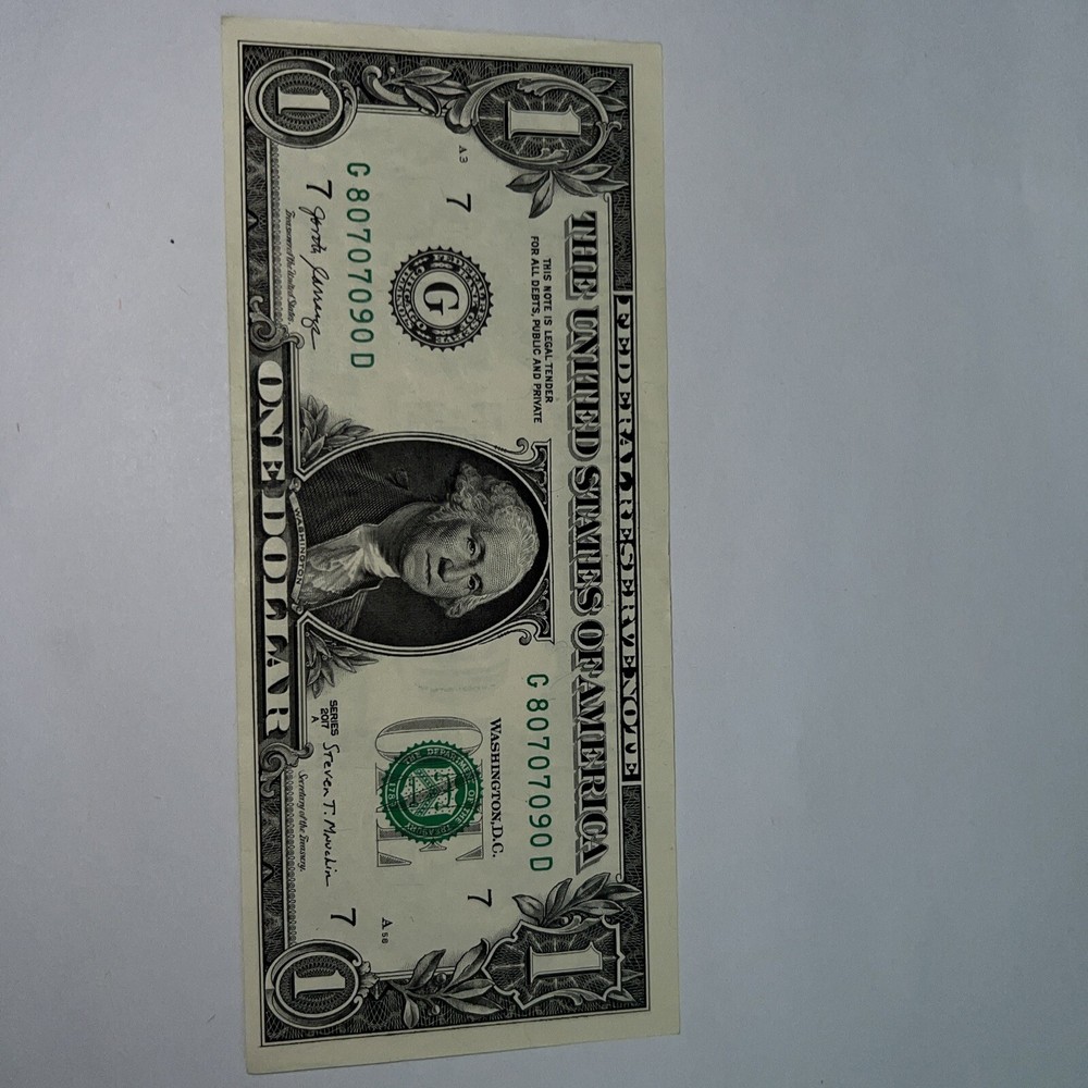 1 Dollar 2017, Cutting Error, Fancy Serial Number