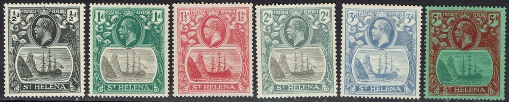 ST HELENA 1922 KGV SHIP ½D - 5D