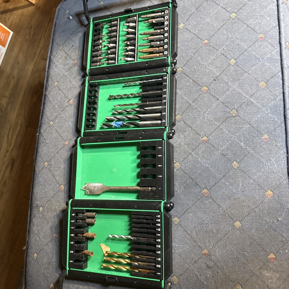 Hitachi Drill Bit & Countersink Set Flat Mill Bundle Large Case Lot Collapsible