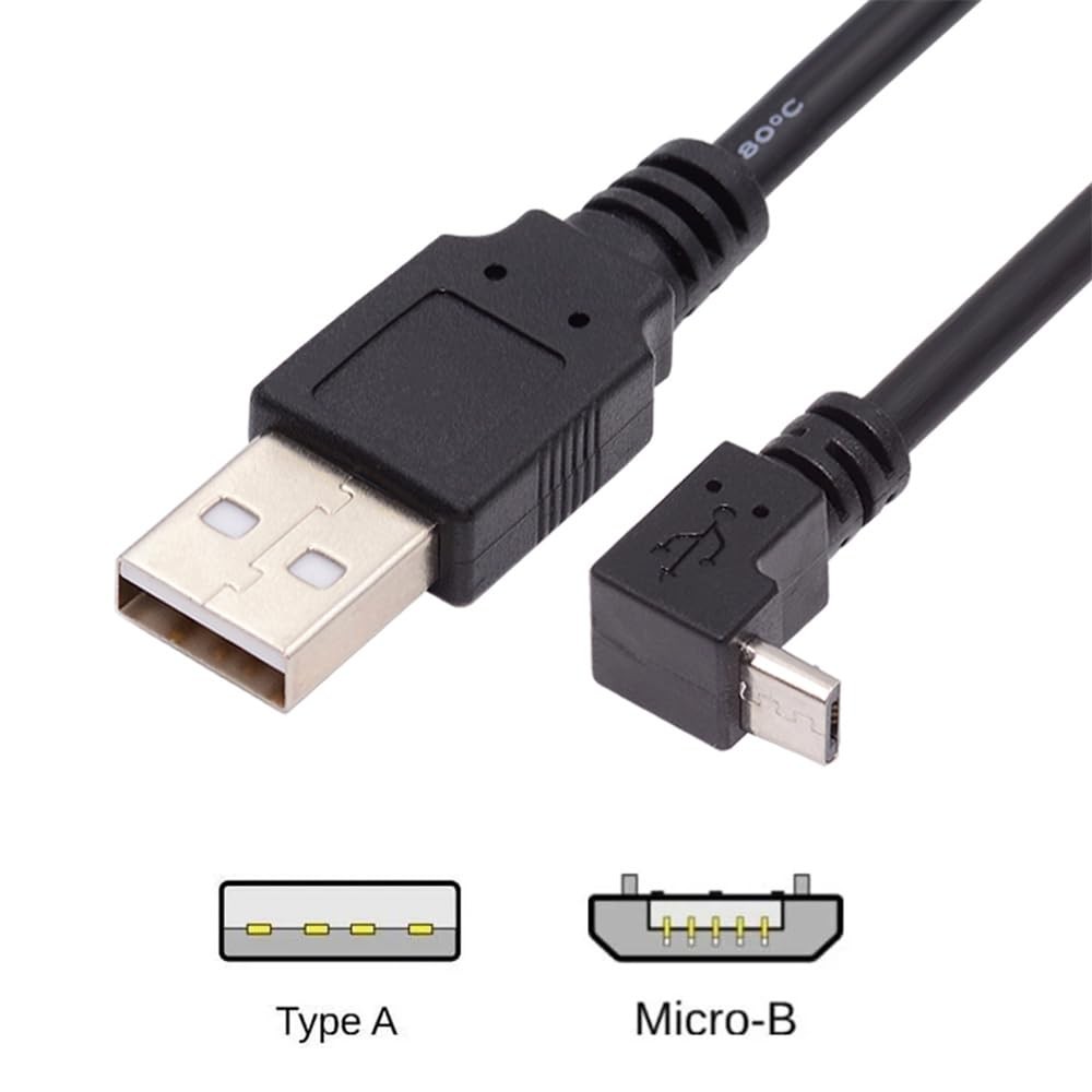 UP Down Angled 90 Degree Micro USB 2.0 Type 5Pin to USB 2.0 Type-A Data Char...