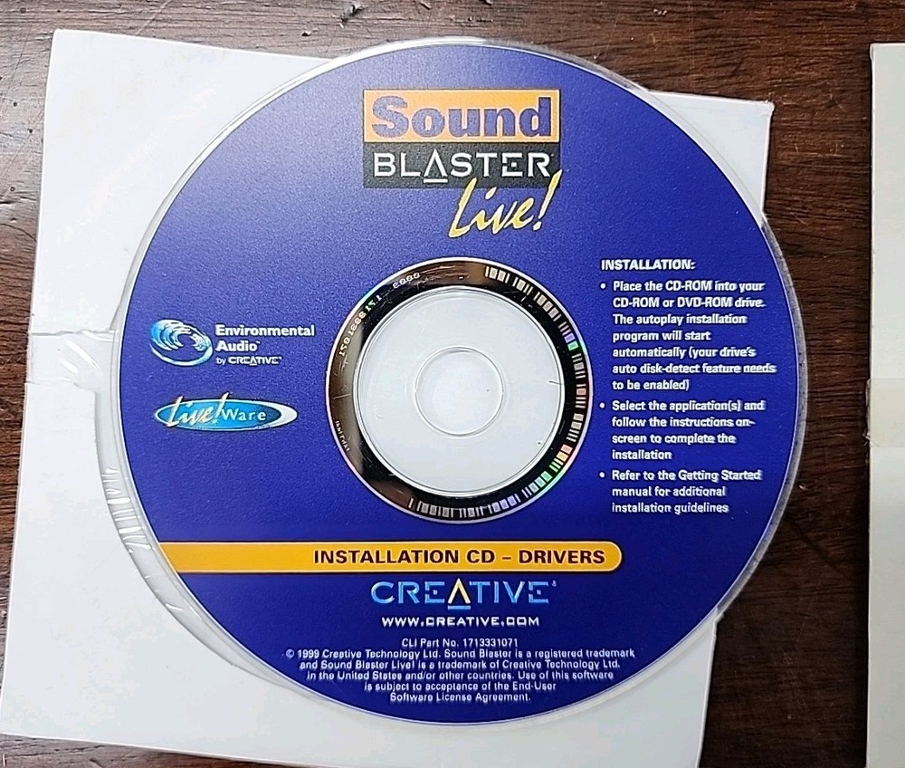 1999 Creative Sound Blaster Live Installation Software