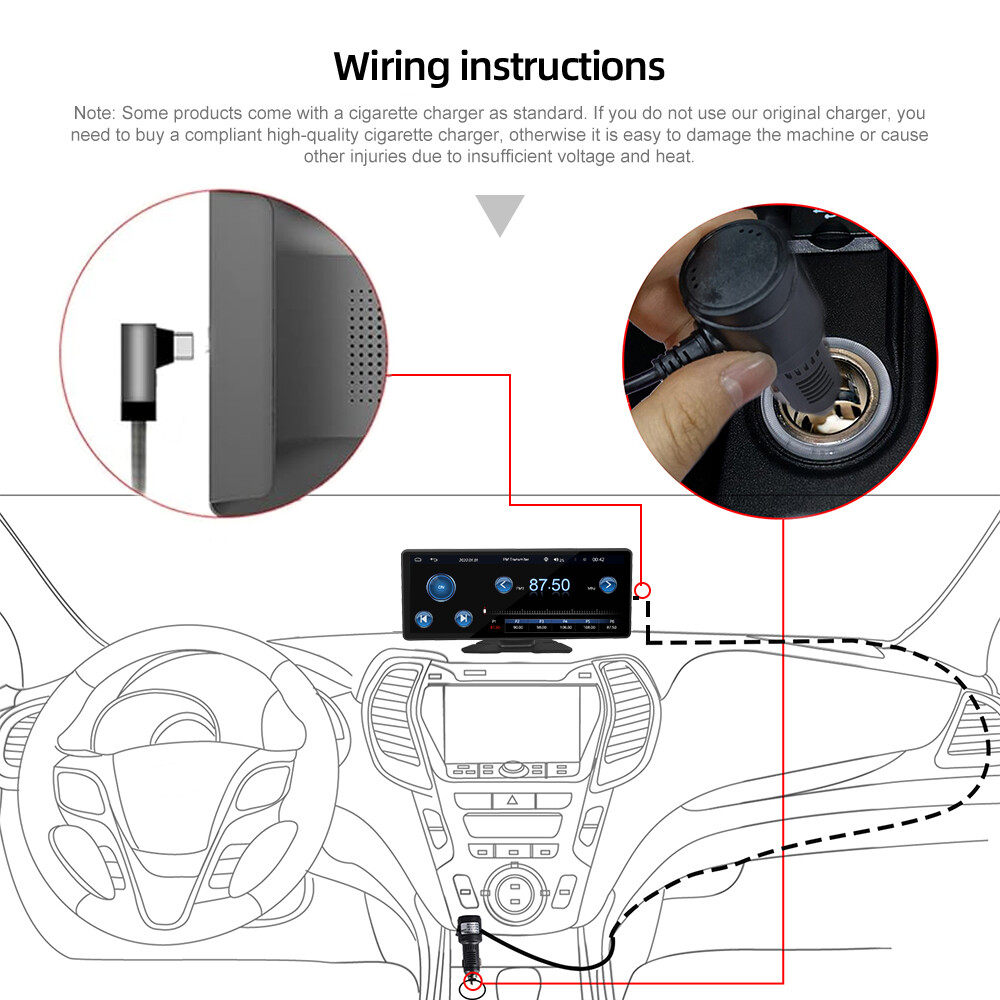 10.26" Portable Car Stereo Wireless IOS CarPlay/Android Bluetooth Touch Screen