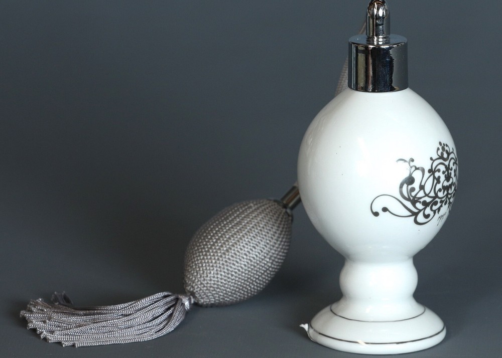 MATHILDE M. WHITE CERAMIC Refillable Empty PERFUME ATOMIZER