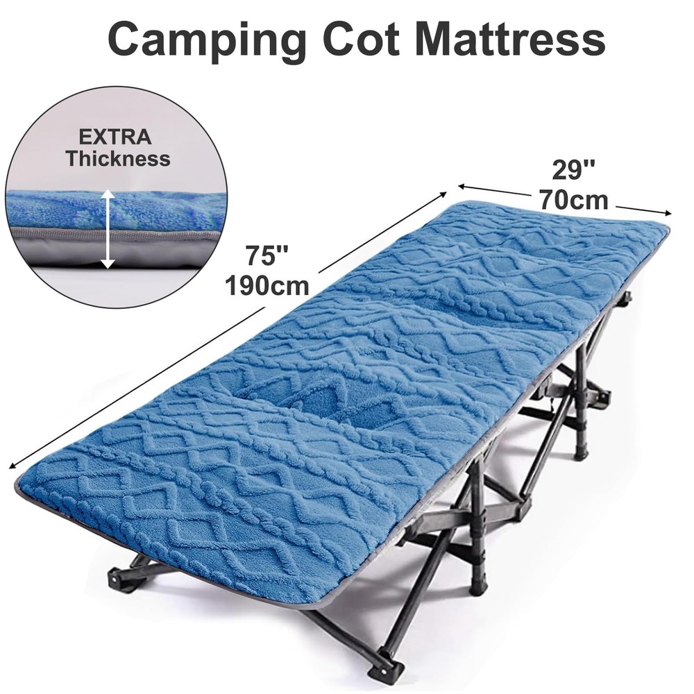 Folding Camping Cot Pad - Portable & Comfortable Outdoor Sleeping Mat with Elast