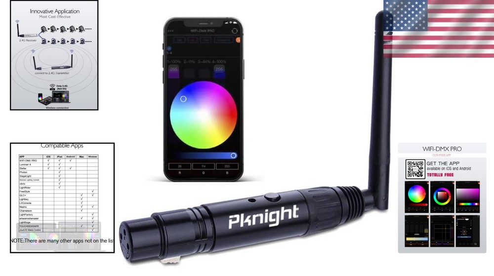 Compact 2.4G Wireless DMX Controller with Wi-Fi, 1,500 ft Range & Artnet Support