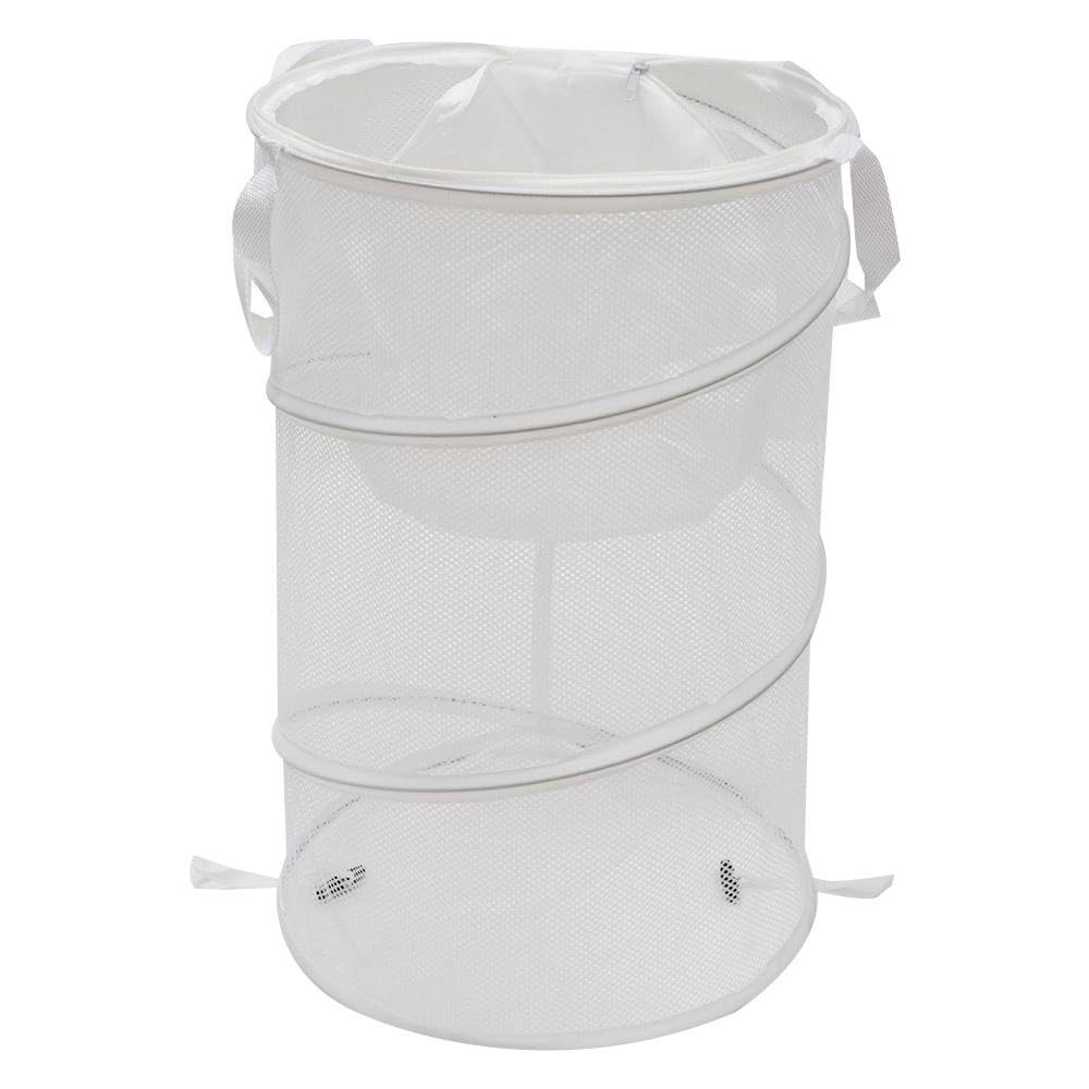 2PCS Large Collapsible Round Popup Laundry Hamper with Lid,Foldable Mesh Hamp...